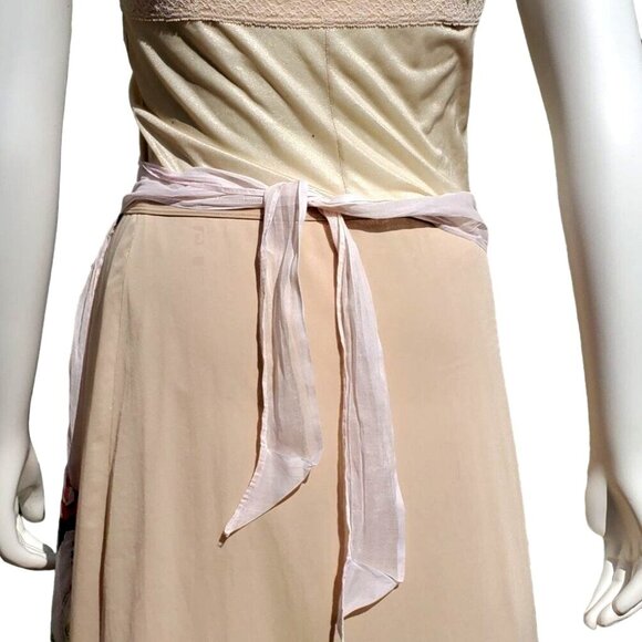 Vintage Apron 30s 40s Pale Pink Floral Sheer Pockets S M - Picture 3 of 10